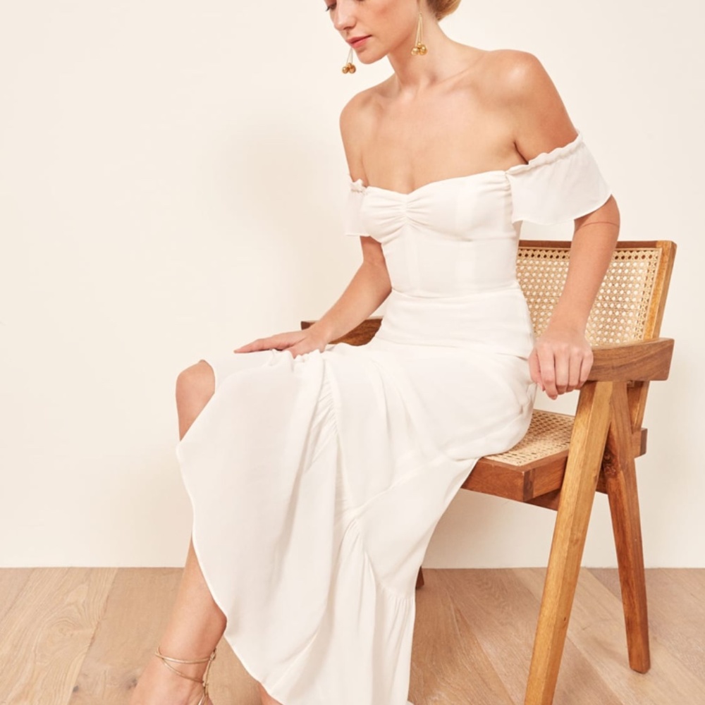NEW Reformation Dress Butterfly Ivory Midi Dress Size 4